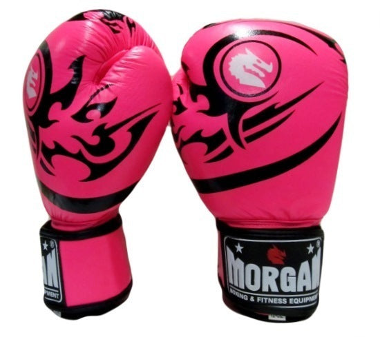 MORGAN Elite Boxing & Muay Thai Leather Gloves (8 -12 & 16Oz) - white
