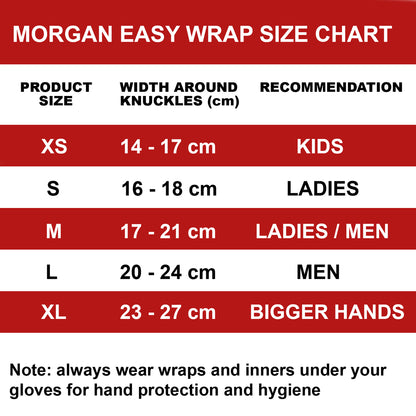 MORGAN Elasticated Easy Hand Wraps Muay Thai Boxing MMA UFC - Boxing Hand Wraps - BLACK