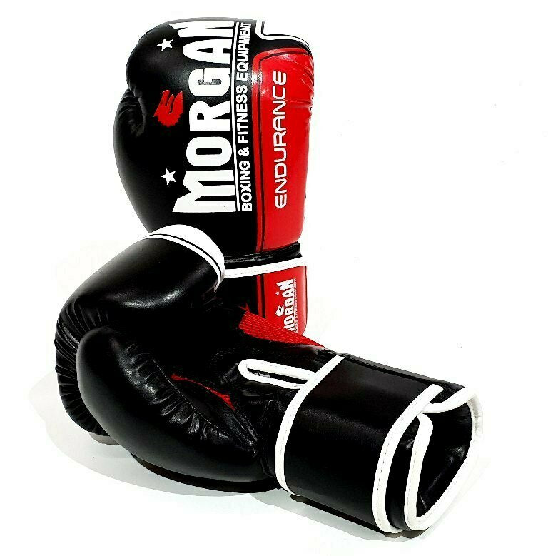 MORGAN V2 Endurance Pro Boxing Gloves (12-16Oz) - Boxing & Muay Thai - Black/White/Red