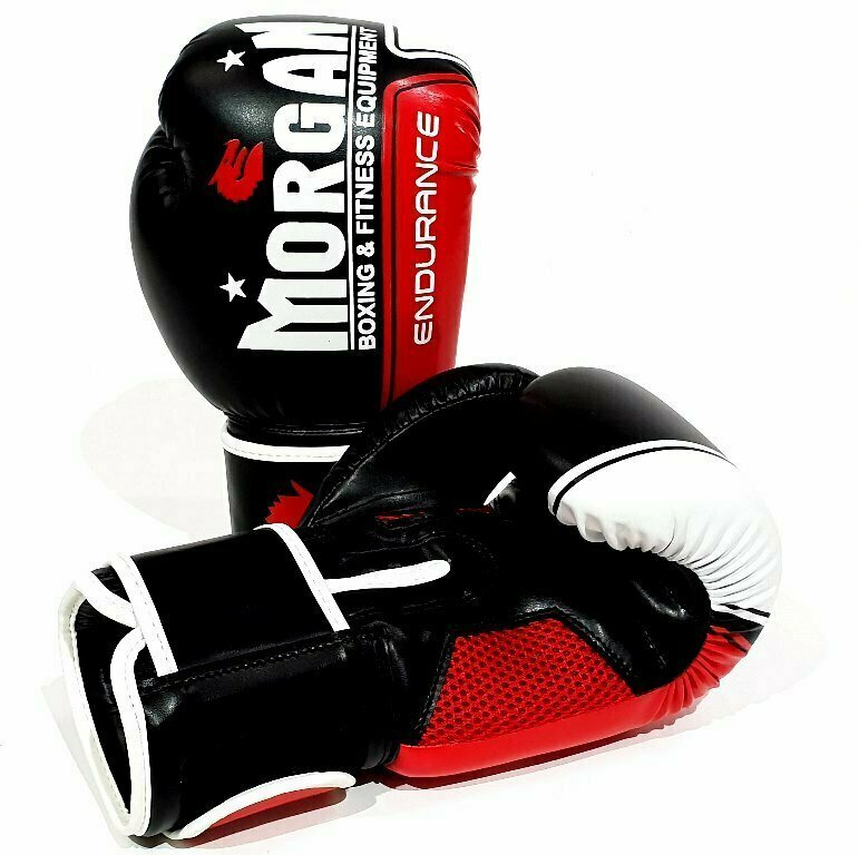 MORGAN V2 Endurance Pro Boxing Gloves (12-16Oz) - Boxing & Muay Thai - Black/White/Red