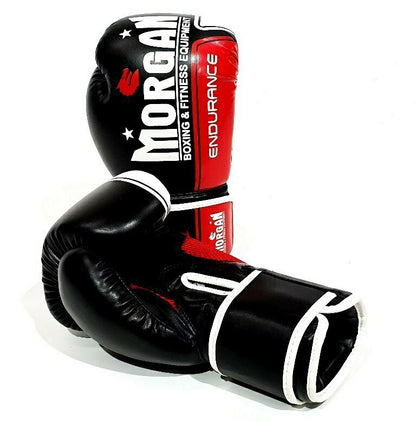 MORGAN V2 Endurance Pro Boxing Gloves (12-16Oz) - Boxing & Muay Thai - Black/White/Red