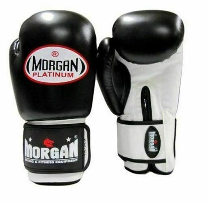 MORGAN V2 Platinum Leather Sparring Muay Thai Boxing Gloves - Boxing & Muay Thai - BLACK