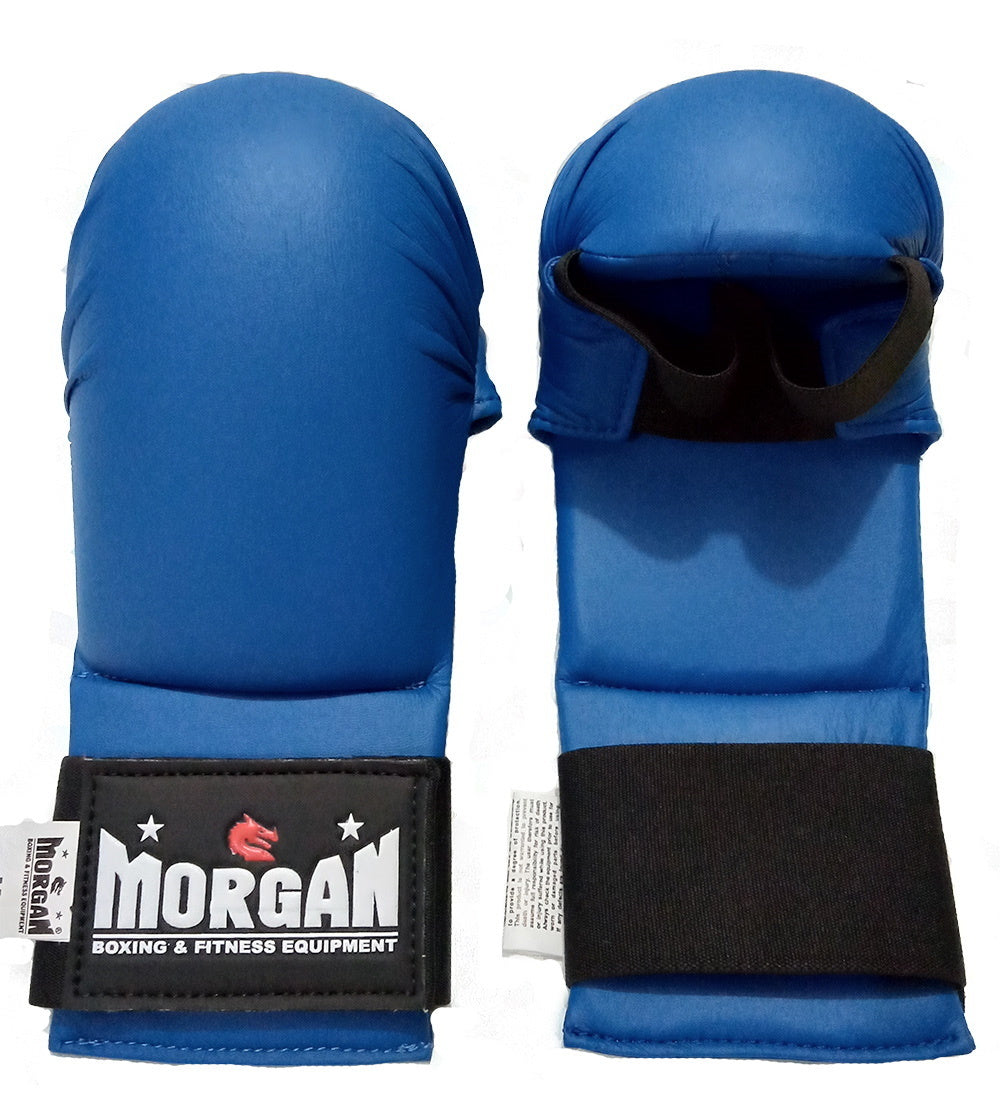 MORGAN Wkf Style Karate Gloves - Forearm Protection - Blue