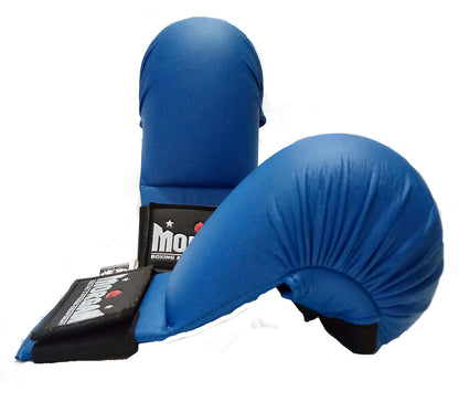 MORGAN Wkf Style Karate Gloves - Forearm Protection - Blue