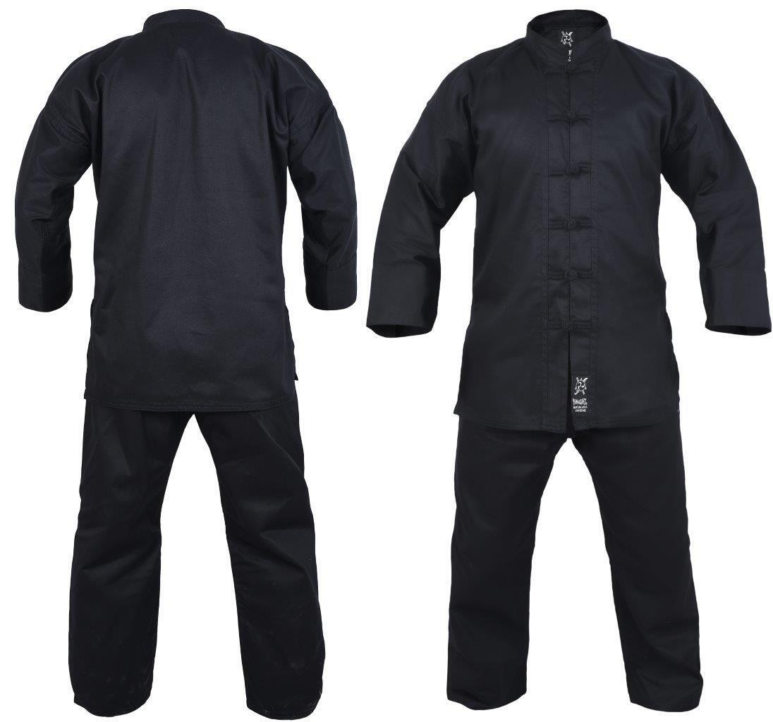 MORGAN YAMASAKI Kung Fu Martial Arts Uniforms (Black Trim) - 10Oz