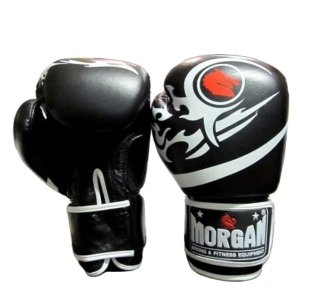 MORGAN Elite Boxing & Muay Thai Leather Gloves (8 -12 & 16Oz) - white