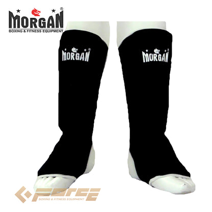 MORGAN Elastic Muay Thai Boxing Shin & Instep Muay Thai Boxing Shin Protectors - BLACK