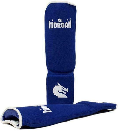 MORGAN Elastic Muay Thai Boxing Shin & Instep Muay Thai Boxing Shin Protectors - Blue