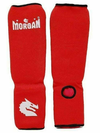 MORGAN Elastic Muay Thai Boxing Shin & Instep Muay Thai Boxing Shin Protectors - RED
