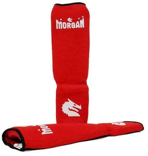 MORGAN Elastic Muay Thai Boxing Shin & Instep Muay Thai Boxing Shin Protectors - RED
