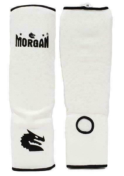 MORGAN Elastic Muay Thai Boxing Shin & Instep Muay Thai Boxing Shin Protectors - white