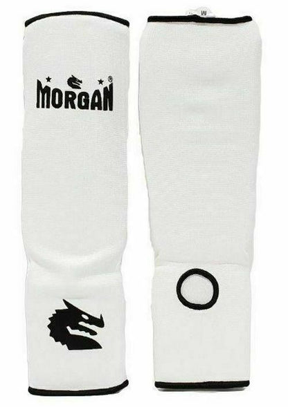 MORGAN Elastic Muay Thai Boxing Shin & Instep Muay Thai Boxing Shin Protectors - white