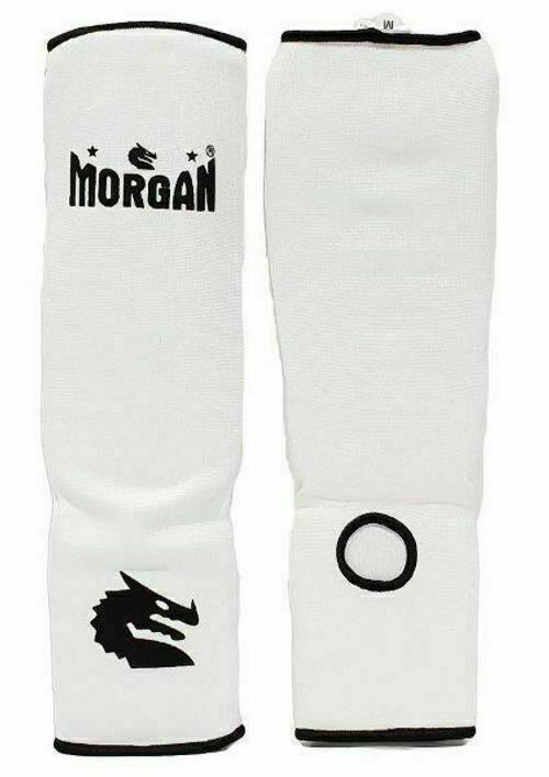MORGAN Elastic Muay Thai Boxing Shin & Instep Muay Thai Boxing Shin Protectors - white