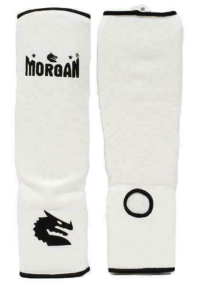 MORGAN Elastic Muay Thai Boxing Shin & Instep Muay Thai Boxing Shin Protectors - white