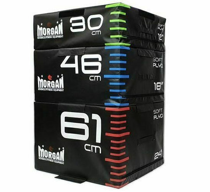 MORGAN Hd Modular Plyo Box 12" + 18" + 24" (Set Of 3) Fitness Jump Excercise