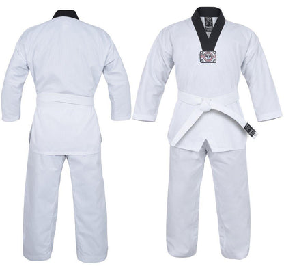 MORGAN YAMASAKI V2 Ribbed Taekwondo Uniform Black V Neck 8oz