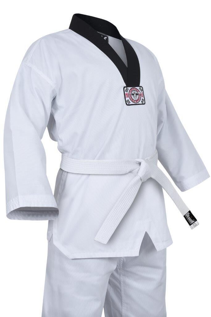 MORGAN YAMASAKI V2 Ribbed Taekwondo Uniform Black V Neck 8oz