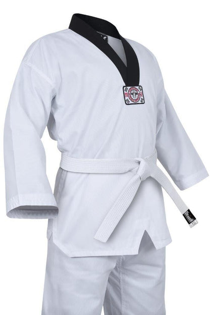 MORGAN YAMASAKI V2 Ribbed Taekwondo Uniform Black V Neck 8oz