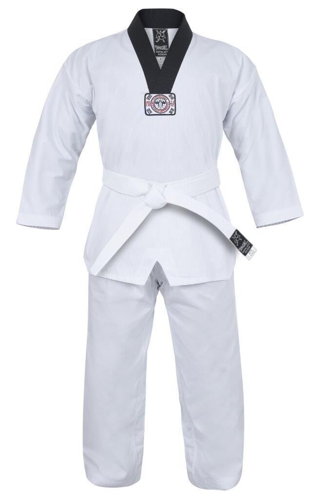 MORGAN YAMASAKI V2 Ribbed Taekwondo Uniform Black V Neck 8oz