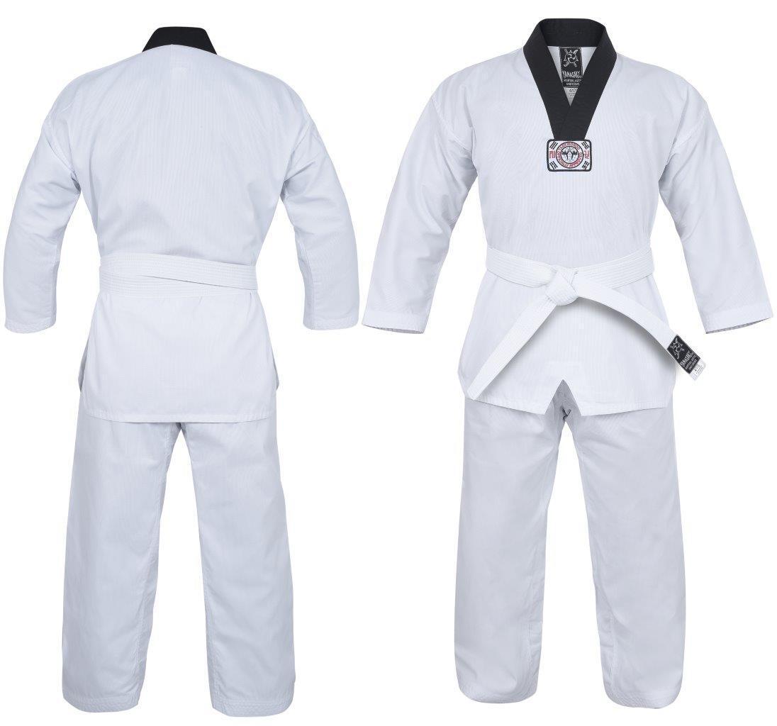 MORGAN YAMASAKI V2 Ribbed Taekwondo Uniform Black V Neck 8oz